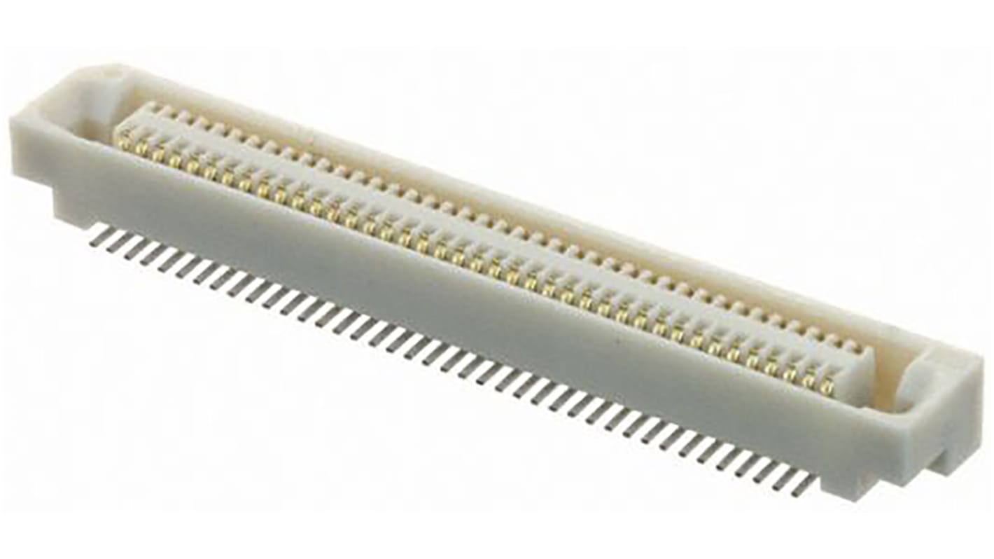 Hirose FX6 Series Straight Surface Mount PCB Socket, 80-Contact, 2-Row, 0.8mm Pitch, Solder Termination