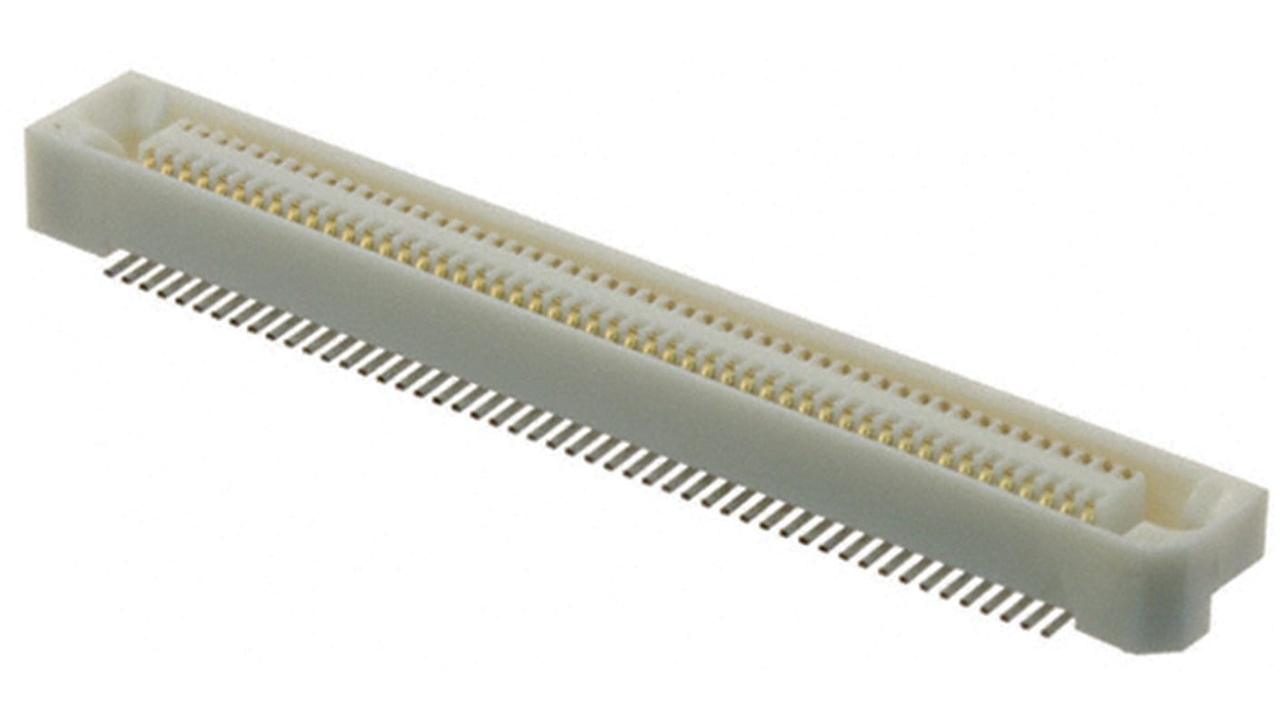 Hirose FX6 Series Straight Surface Mount PCB Socket, 100-Contact, 2-Row, 0.8mm Pitch, Solder Termination