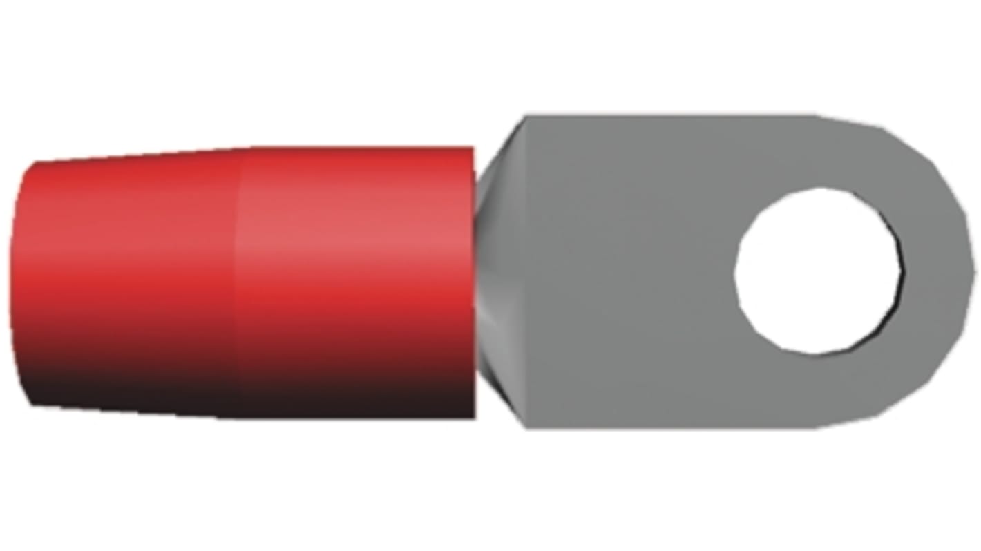 TE Connectivity PLASTI-GRIP Ringkabelschuh, Isoliert, Vinyl, Rot, aussen ø 17.15mm, innen ø 6.73mm, max. 42.4mm², M6