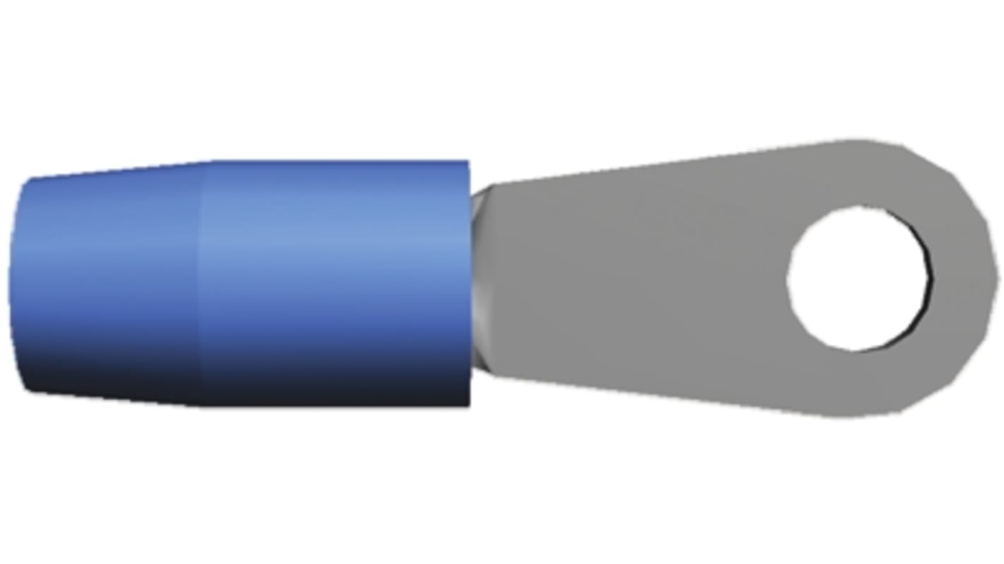 TE Connectivity, TERMINYL Insulated Ring Terminal, M6 (1/4) Stud Size, 10.5mm² to 16.8mm² Wire Size, Blue