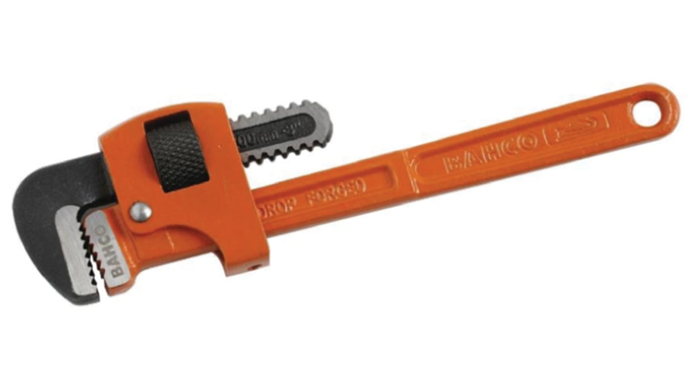 Bahco Pipe Wrench, 609.0 mm Overall, 76mm Jaw Capacity, Metal Handle