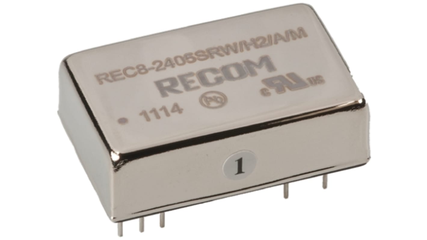 Recom REC8 DC-DC Converter, 12V dc/ 666mA Output, 9 → 18 V dc Input, 8W, Through Hole, +85°C Max Temp -40°C Min