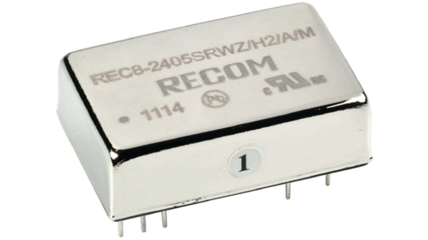 Convertisseur CC-CC isolé Recom, REC8, Montage traversant, 8W, 1 sortie, 5V c.c., 1.6A