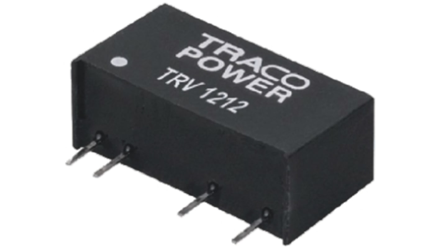 TRACOPOWER TRV 1 DC-DC Converter, 5V dc/ 200mA Output, 4.5 → 5.5 V dc Input, 1W, Through Hole, +85°C Max Temp