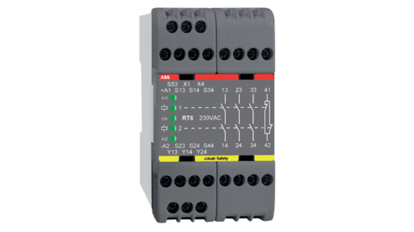 Relais de sécurité ABB RT6, 24V c.a., 1, 2 canaux, 4 contacts de sécurité