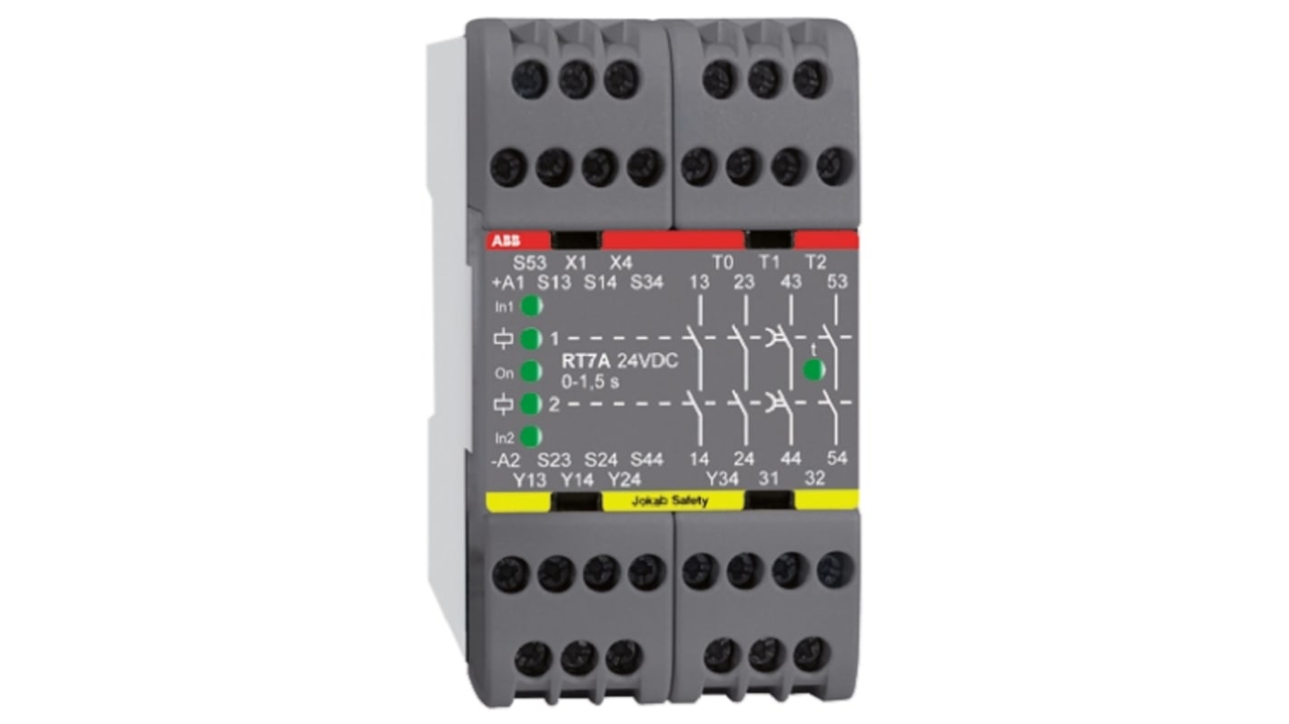 ABB RT7B Sicherheitsrelais, 230V ac, 1, 2-Kanal, 5 Sicherheitskontakte Lichtstrahl/Lichtschranke