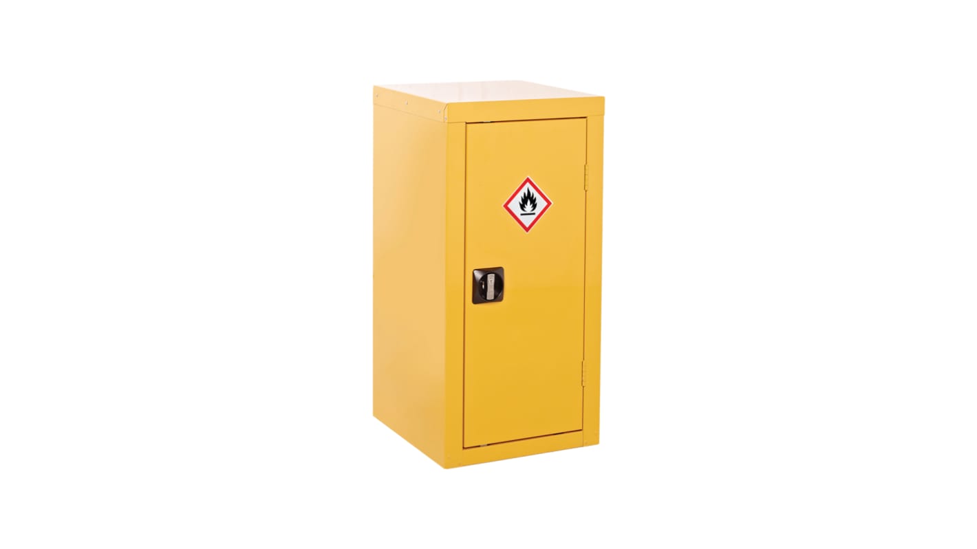 Armadietto per sostanze pericolose a 1 anta RS PRO, 900mm x 460mm x 460mm, col. Colore giallo, Bloccabile