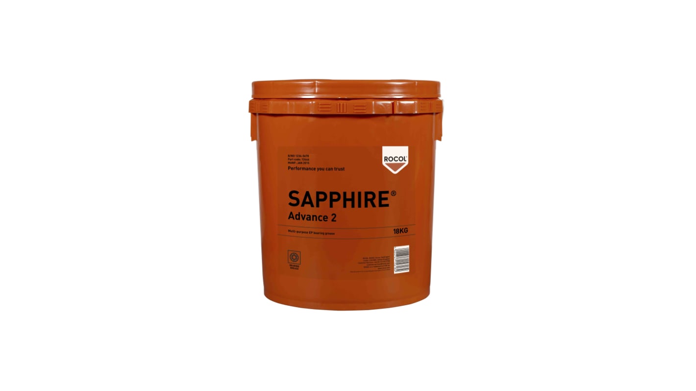 Rocol Sapphire® Advance 2 Lithium-Komplex, Synthetik Fett Braun -30°C bis +160°C, Eimer 18 kg