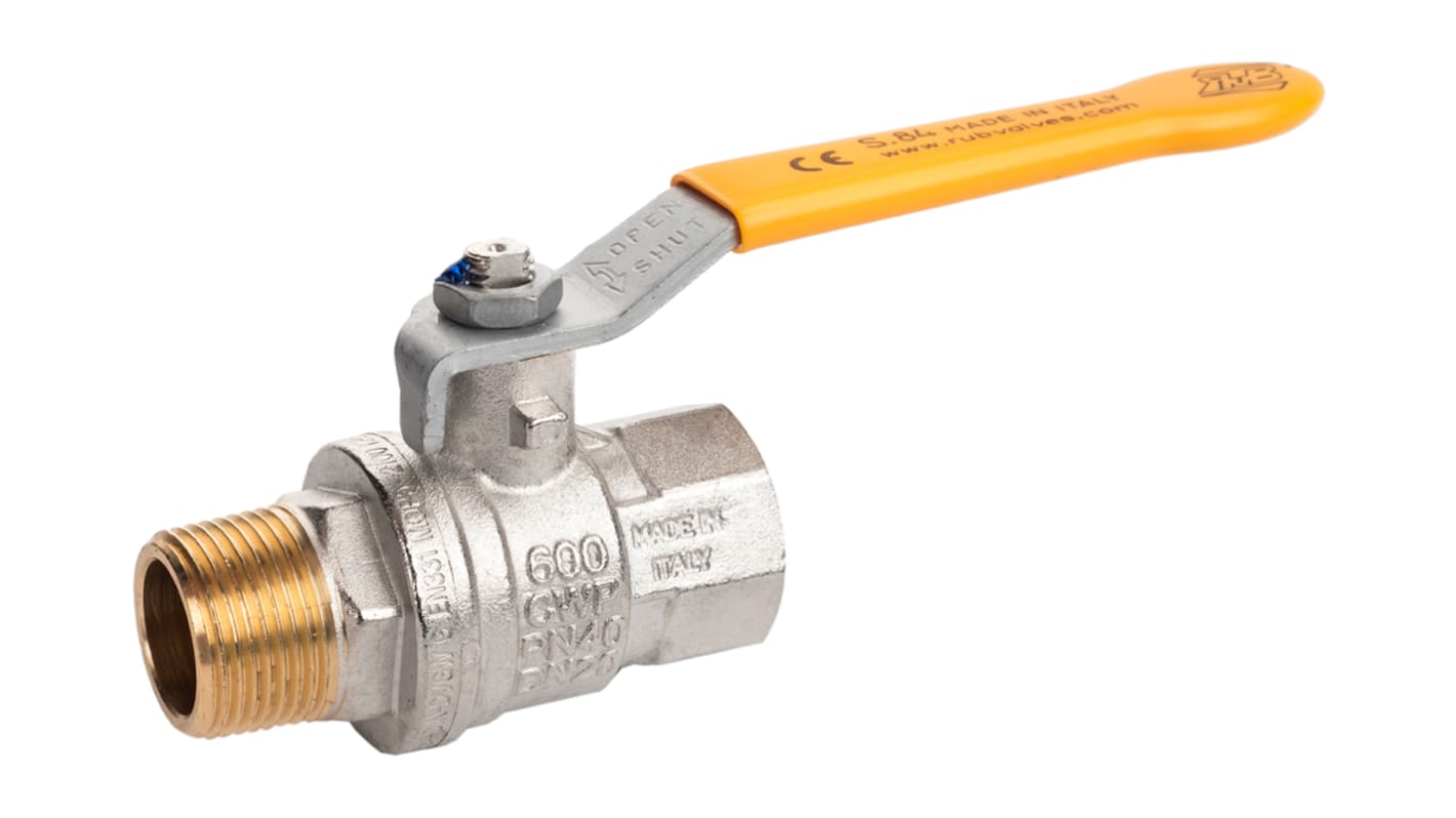 RS PRO Brass Full Bore, 2 Way, Ball Valve, BSPP 3/4in, 40 → 30bar Operating Pressure