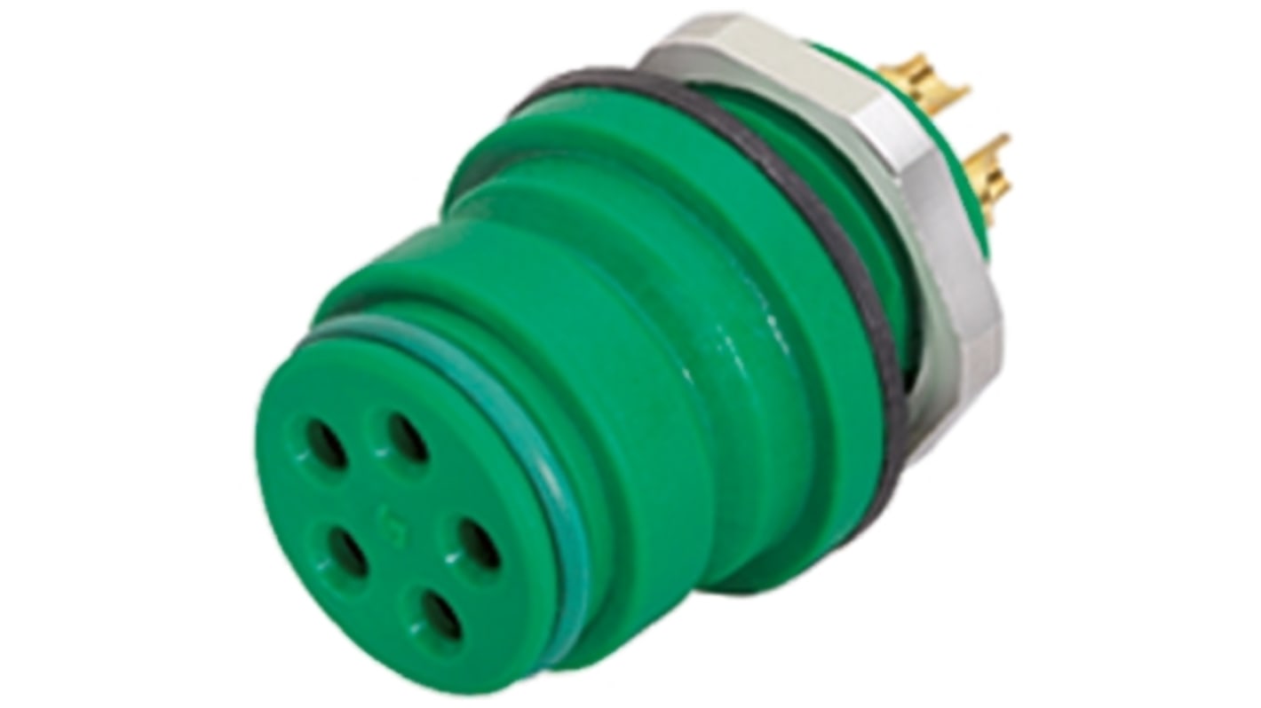 binder Circular Connector, 5 Contacts, Panel Mount, Miniature Connector, Socket, Female, IP67, 720 Series
