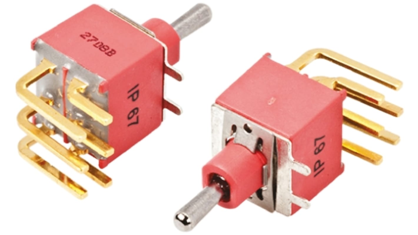 RS PRO Toggle Switch, PCB Mount, On-Off-(On), DPDT, Through Hole Terminal