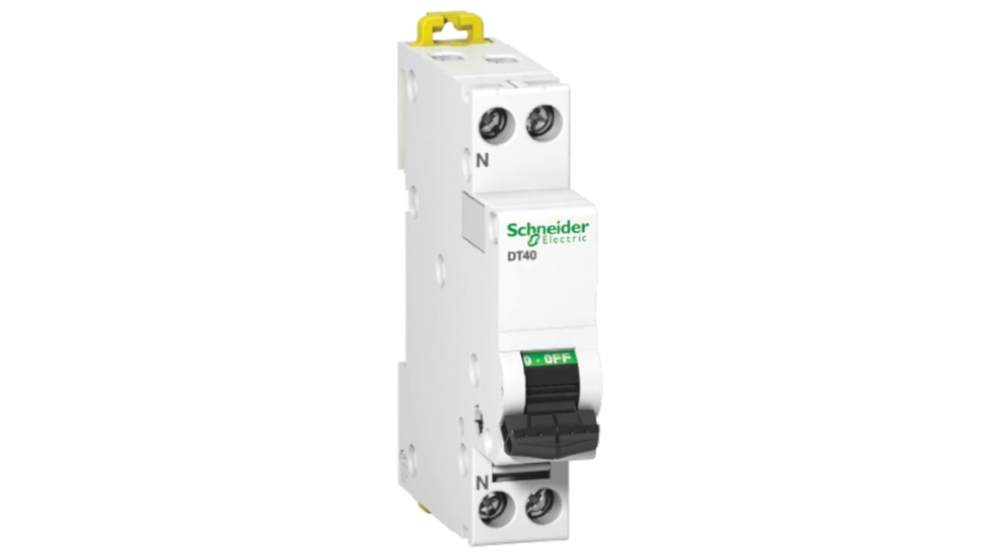 Schneider Electric Acti 9 DT40 MCB Mini Circuit Breaker, 6A Curve C, 400V AC, 4.5 kA Breaking Capacity