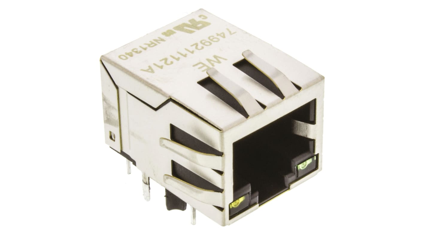 Wurth Elektronik RJ45 csatlakozó 8 utas, Derékszögű, Nő 74992