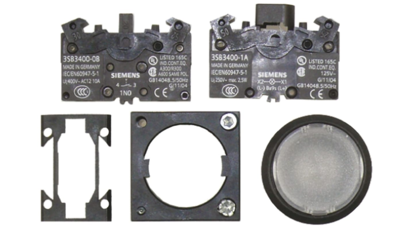 Siemens 3SB3 Series Illuminated Push Button, Panel Mount, 22mm Cutout, SPST, IP67