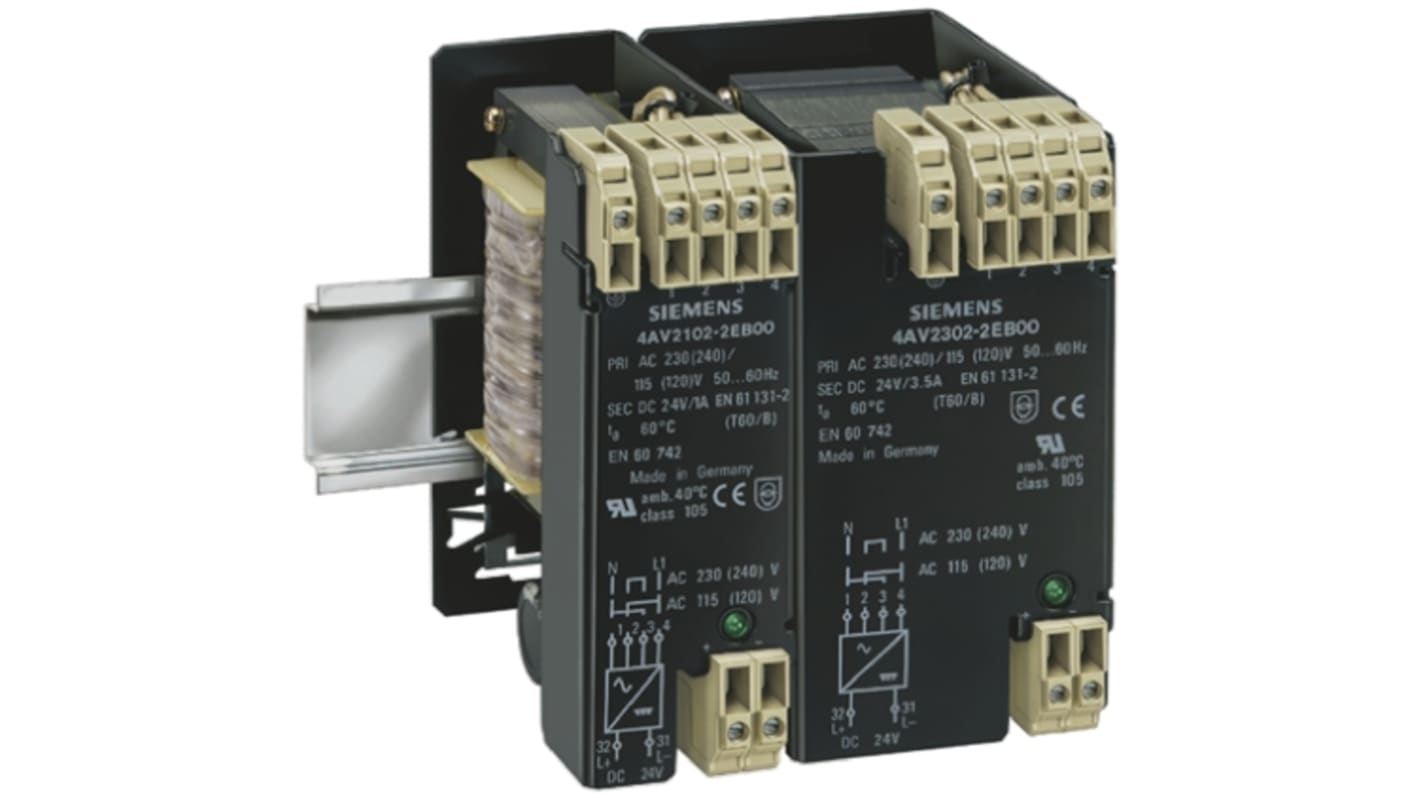 Siemens Linear DIN Rail Power Supply, 104 → 243V ac ac Input, 24V dc dc Output, 1A Output, 24W