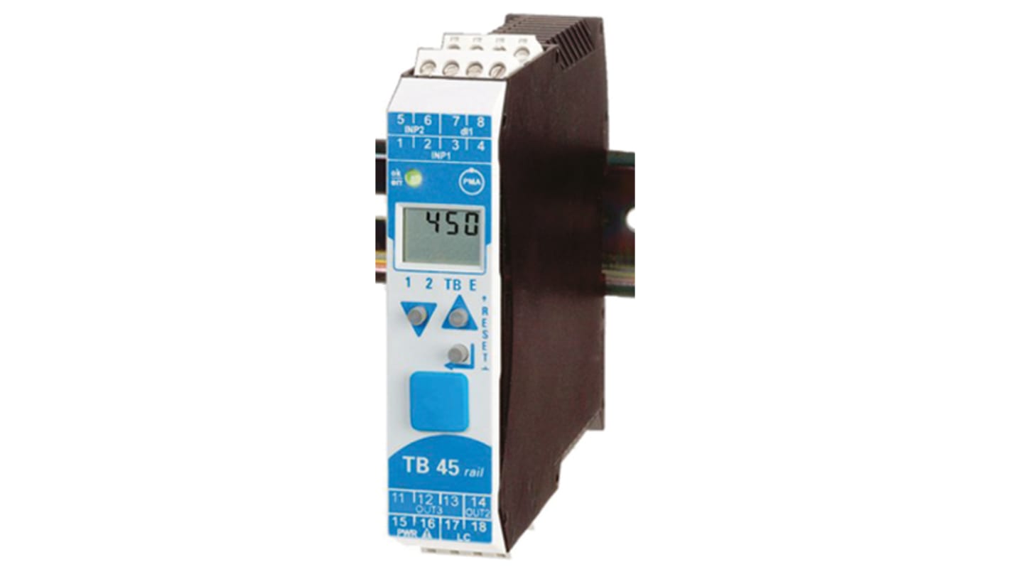 Régulateur de température PID P.M.A, TB 45, 90→260 V c.a., 99 x 22.5mm, 2 sorties , Relais