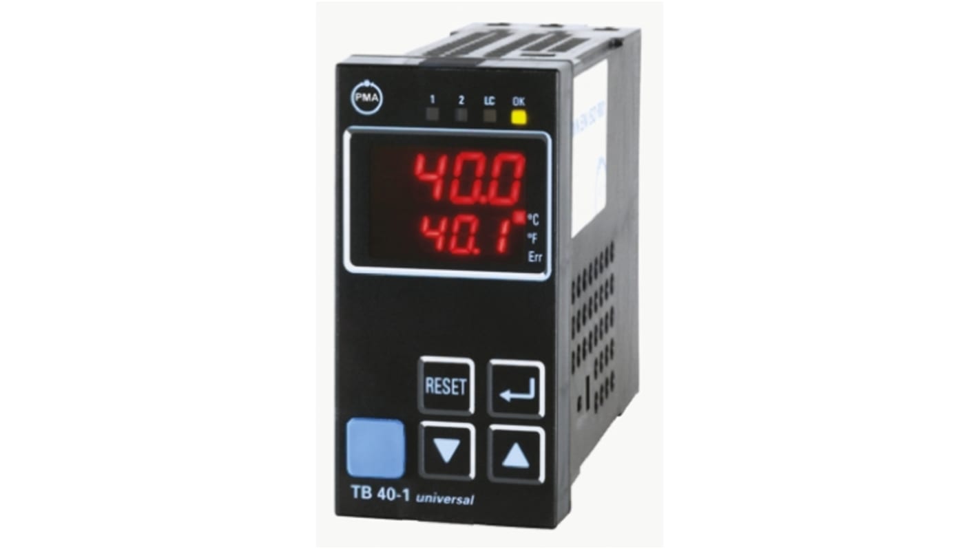 Régulateur de température PID P.M.A, TB 40-1, 90→250 V c.a., 96 x 48 (1/8 DIN)mm, 3 sorties , Relais