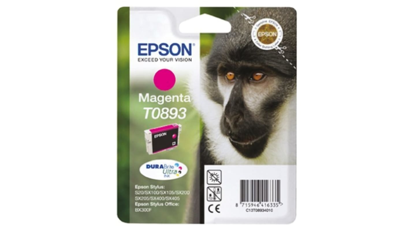 Epson Tintapatron Magenta, BX300F, S20, S21, SX100, SX105, SX115, SX205, SX215, SX218, SX400, SX415 nyomtatóhoz, típus: