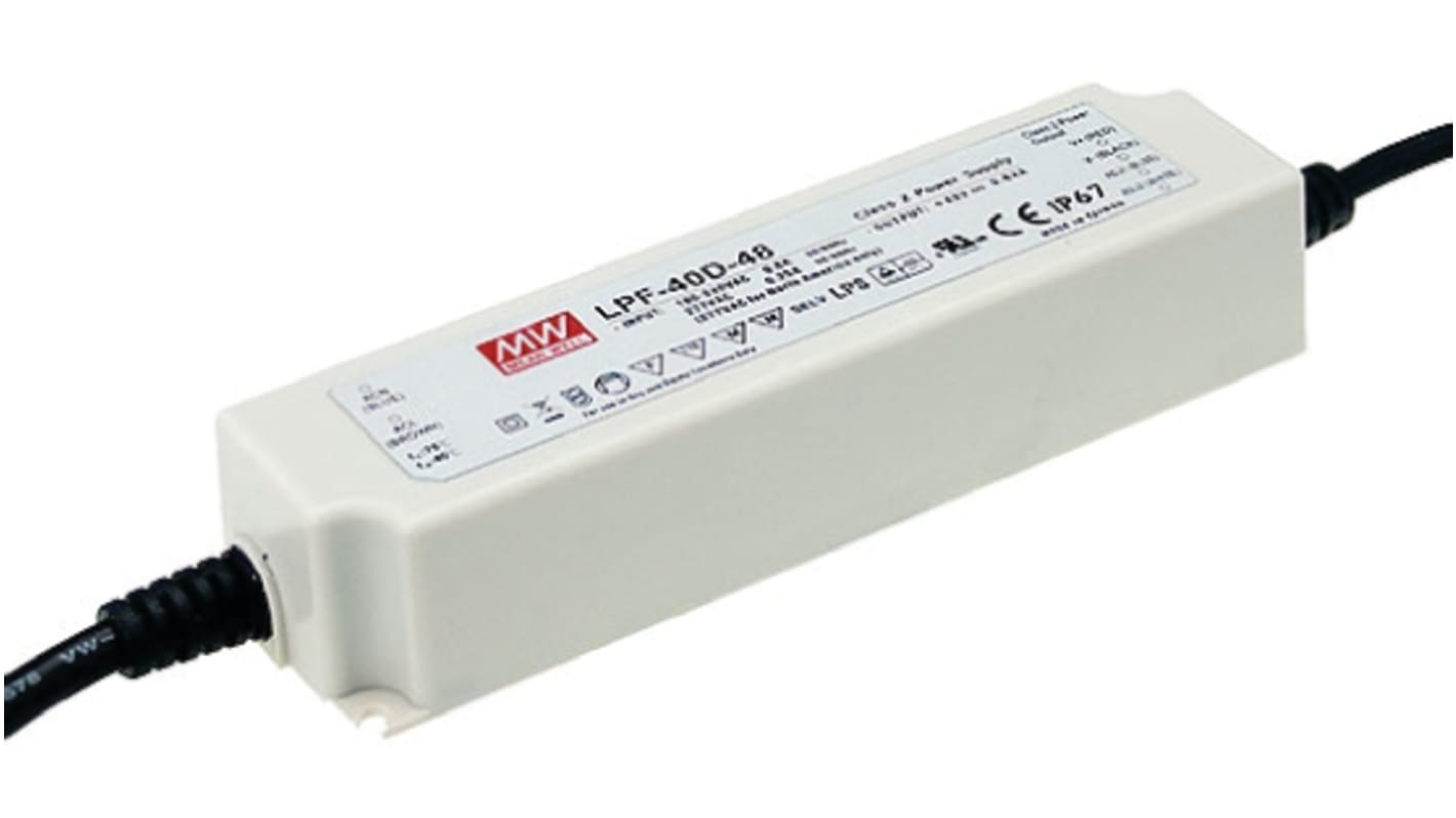 Driver LED tensión constante MEAN WELL, IN: 127 → 431 V dc, 90 → 305 V ac, OUT: 42V, 960mA, 40.32W,