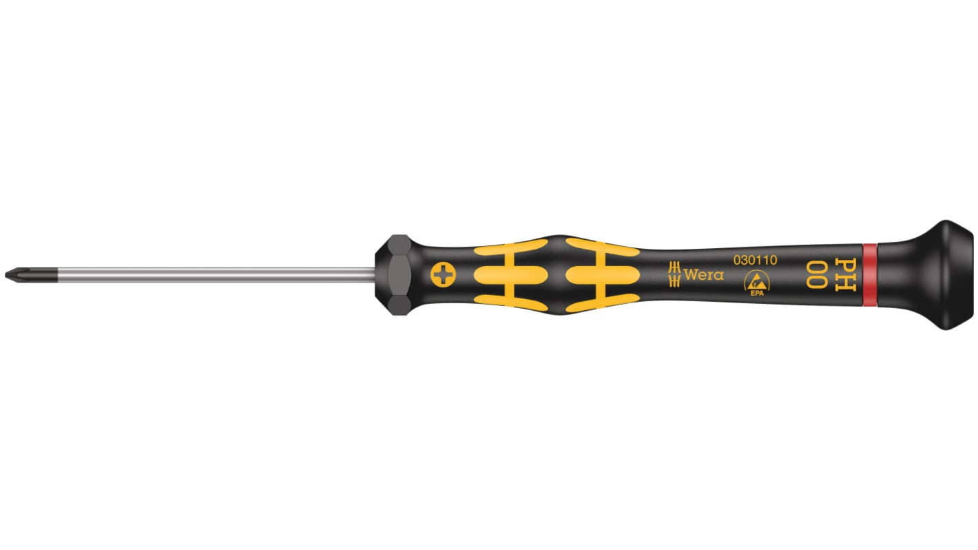 Wera Phillips Precision Screwdriver, PH00 Tip, 60 mm Blade, 157 mm Overall