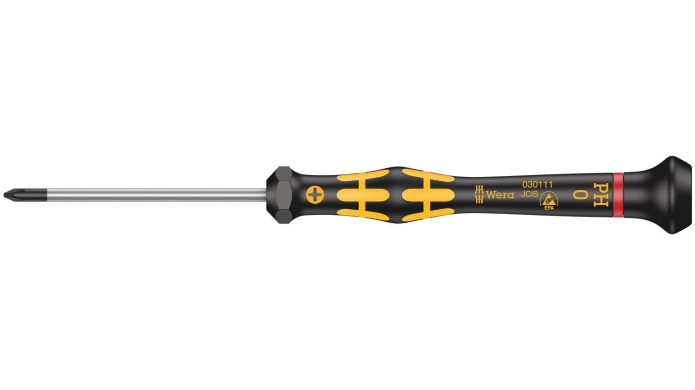 Wera Phillips Precision Screwdriver, PH0 Tip, 60 mm Blade, 157 mm Overall