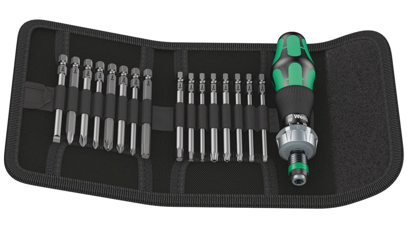 Wera Hexagon, Square, Torx Hexagon; Hex-Plus; Slotted; Pozidriv; Phillips; Torx Ratchet Screwdriver & Bit Set