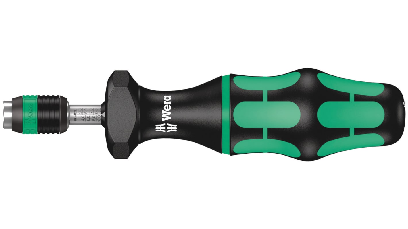 Wera Adjustable Hex Torque Screwdriver, 2.5 → 11.5lb/in, 1/4 in Drive, ±6 % Accuracy