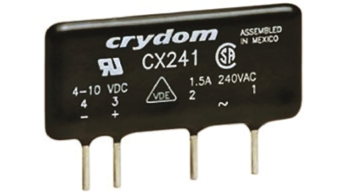 Sensata / Crydom Solid State Relay, 1.5 A Load, PCB Mount, 280 V rms Load, 10 V dc Control