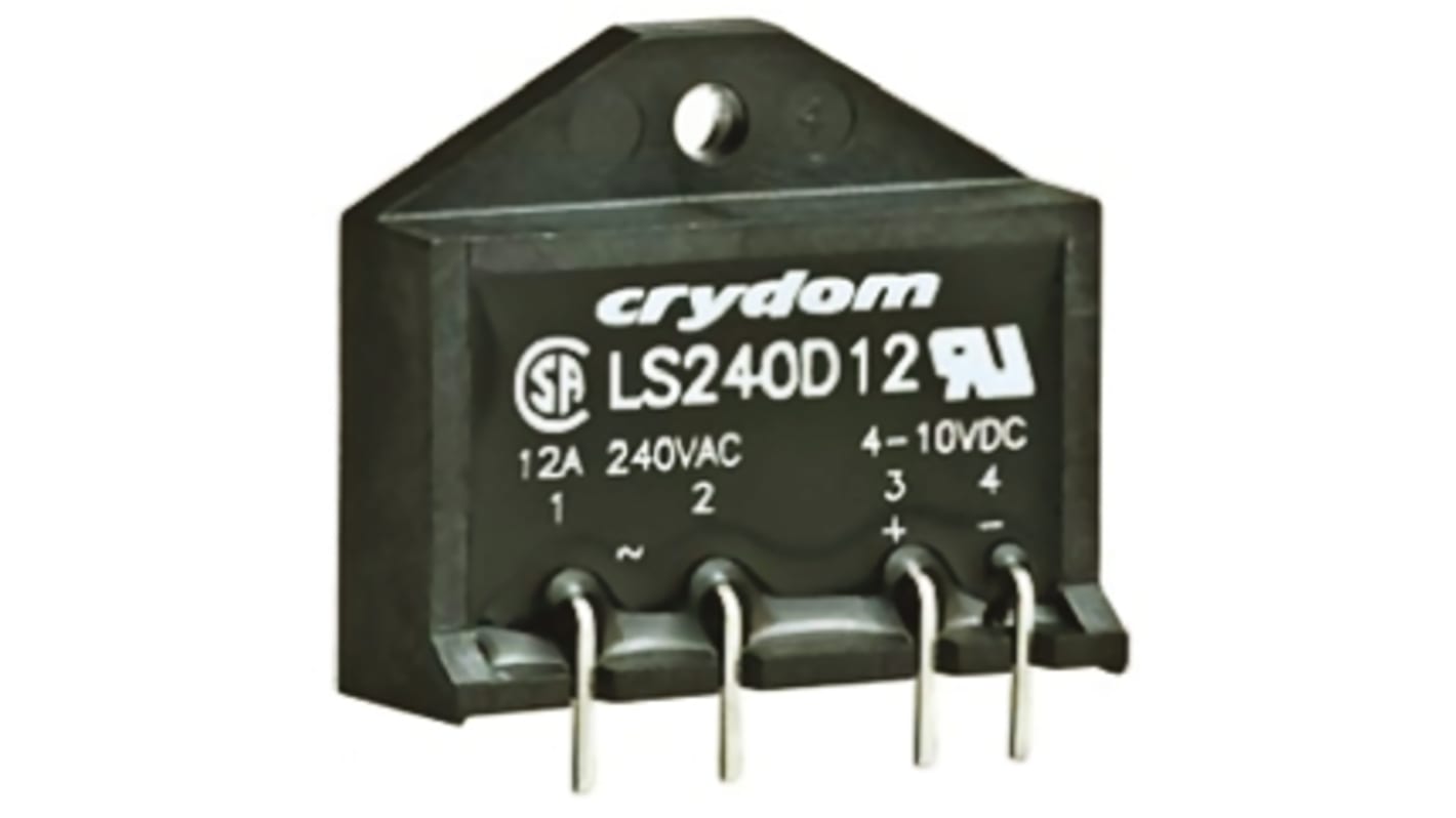 Relè a stato solido LS240D12R, Montaggio su circuito stampato, 12 A, 280 V rms, Istantaneo, SPST