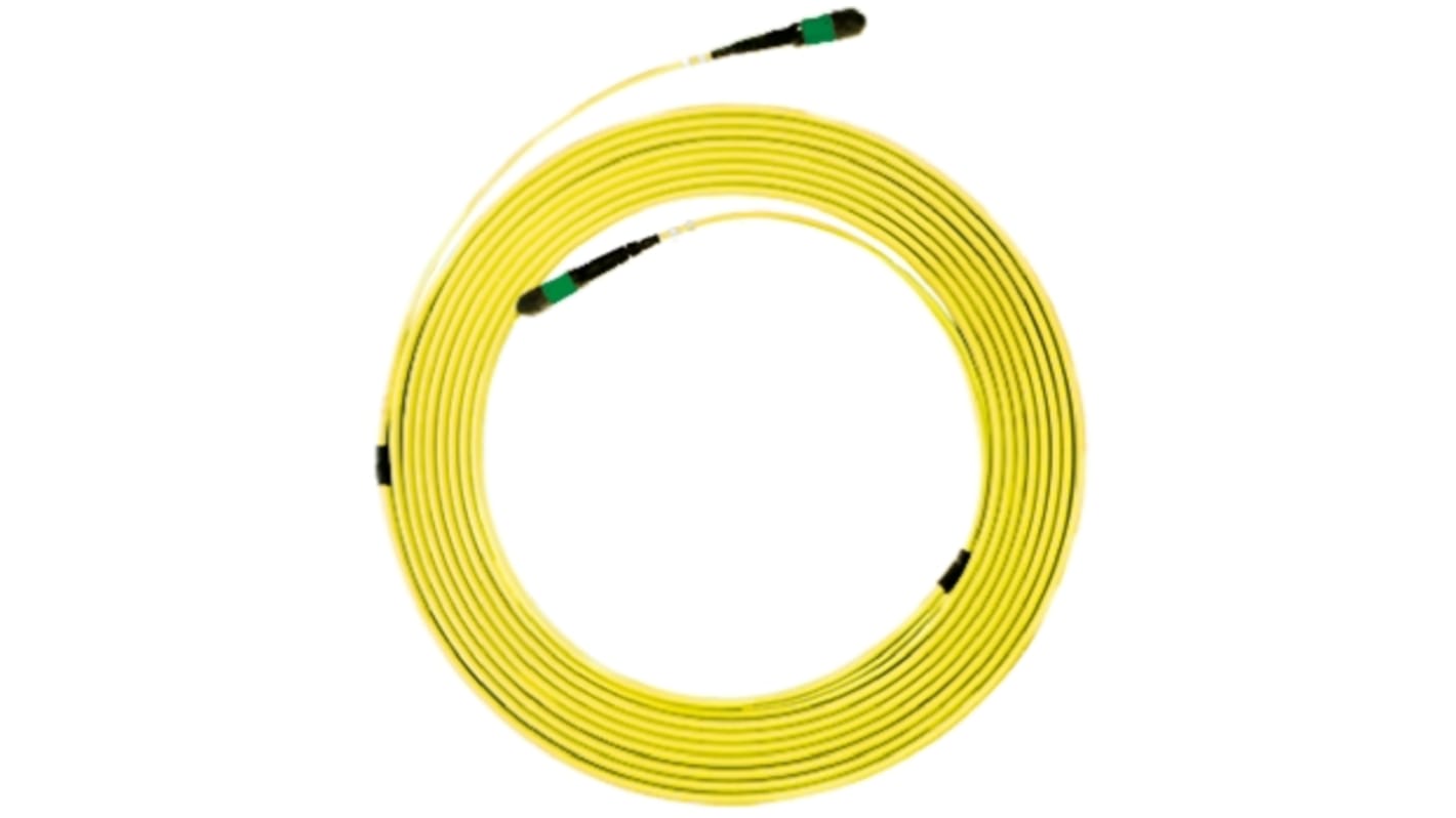 RS PRO MPO to MPO Duplex Single Mode OS1 Fibre Optic Cable, 9/125μm, Yellow, 75m