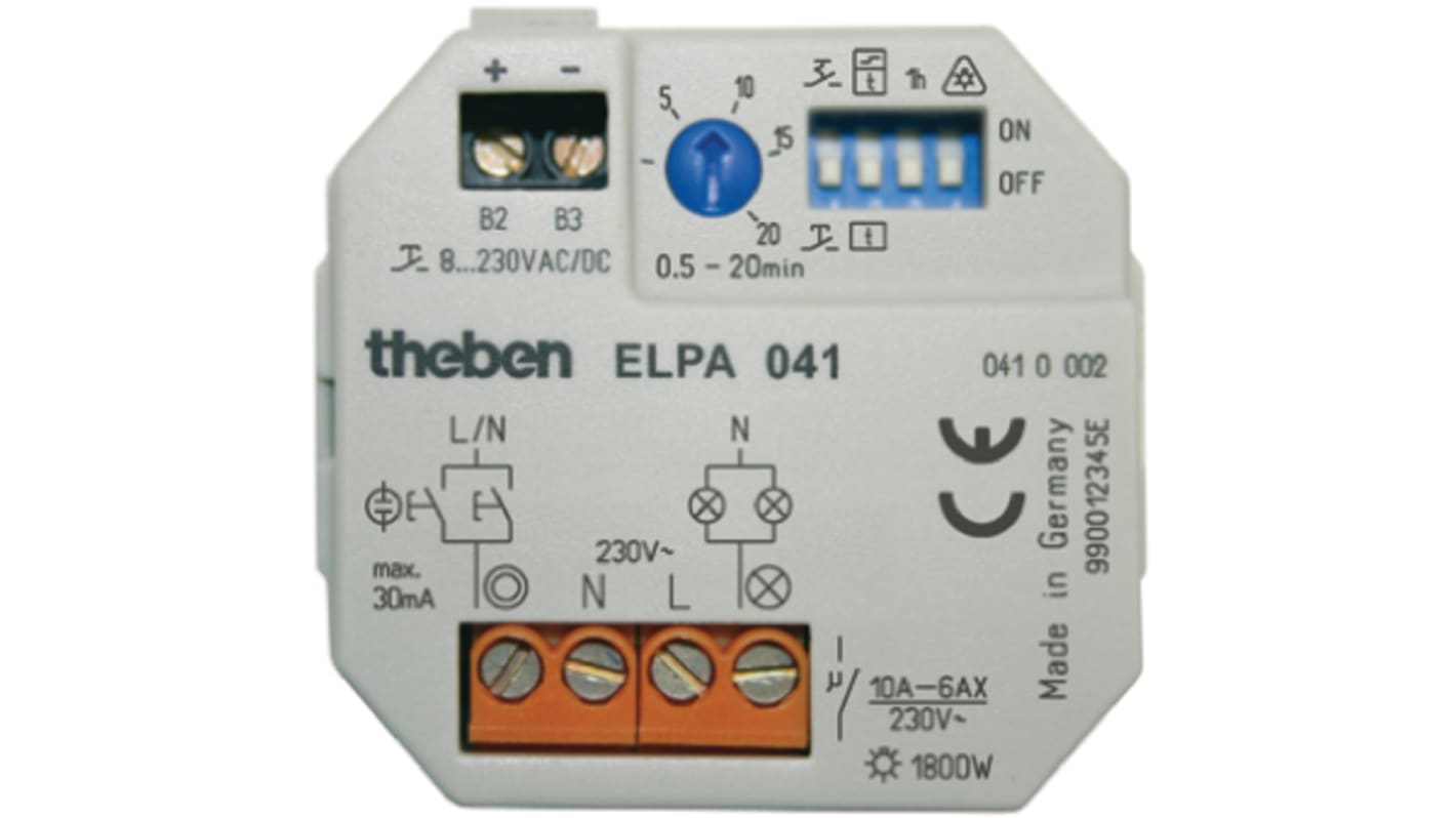 Pulsante temporizzatore Theben, Unipolare normalmente aperto, 230 V ca, 1 canale