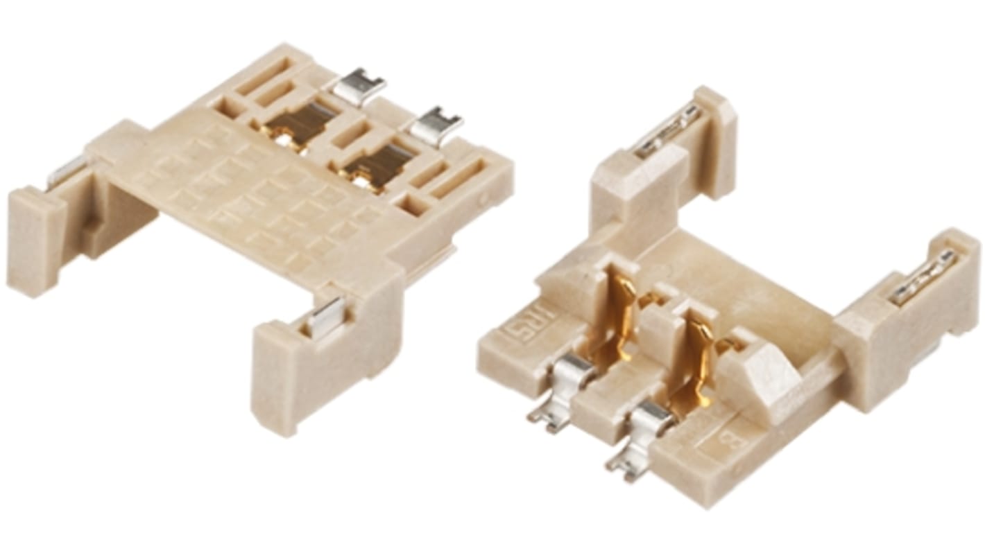 Hirose DF59 Series Straight Surface Mount PCB Socket, 2-Contact, 1-Row, 2mm Pitch, Solder Termination