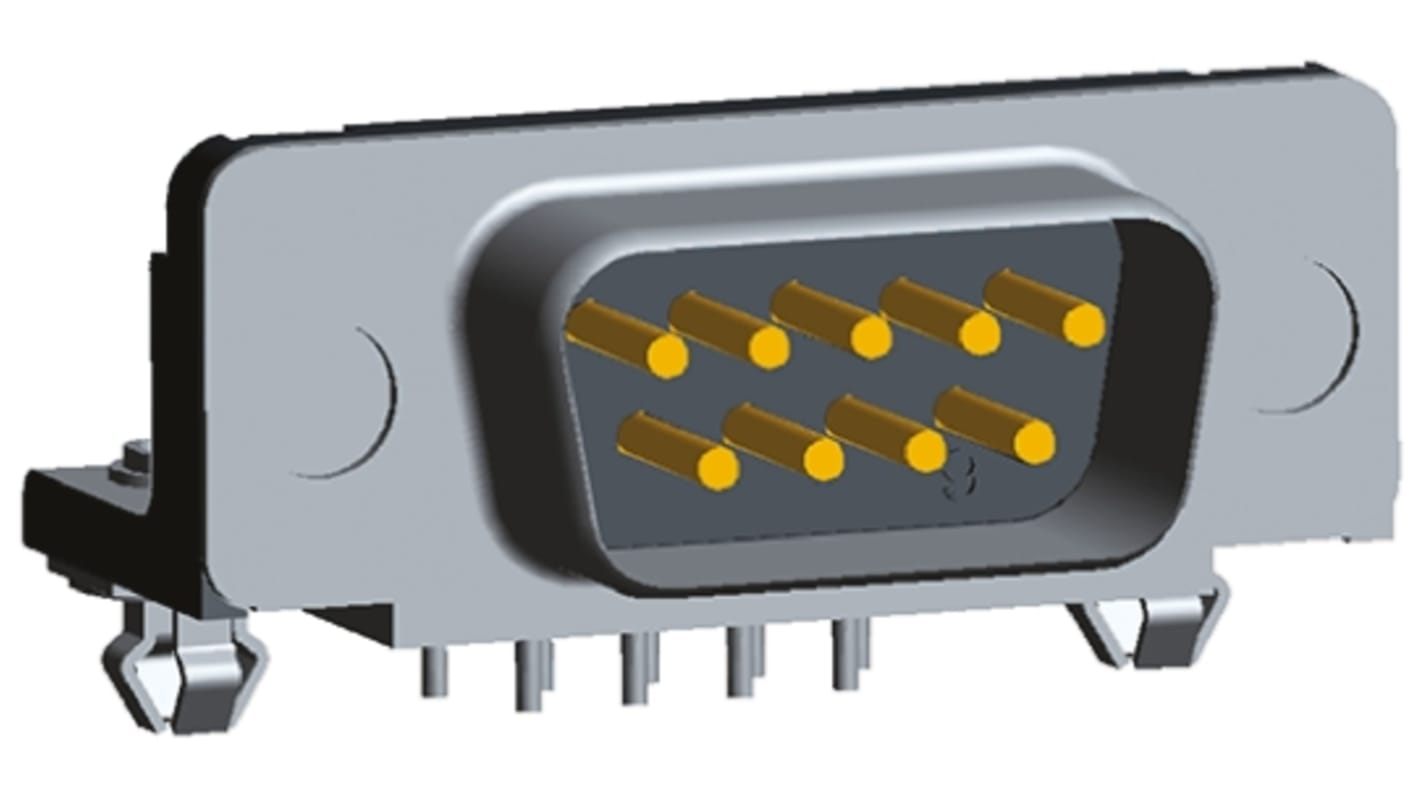 Conector D-sub TE Connectivity, Serie Amplimite HD-20, paso 2.74mm, Ángulo de 90° , Orificio Pasante, Macho,