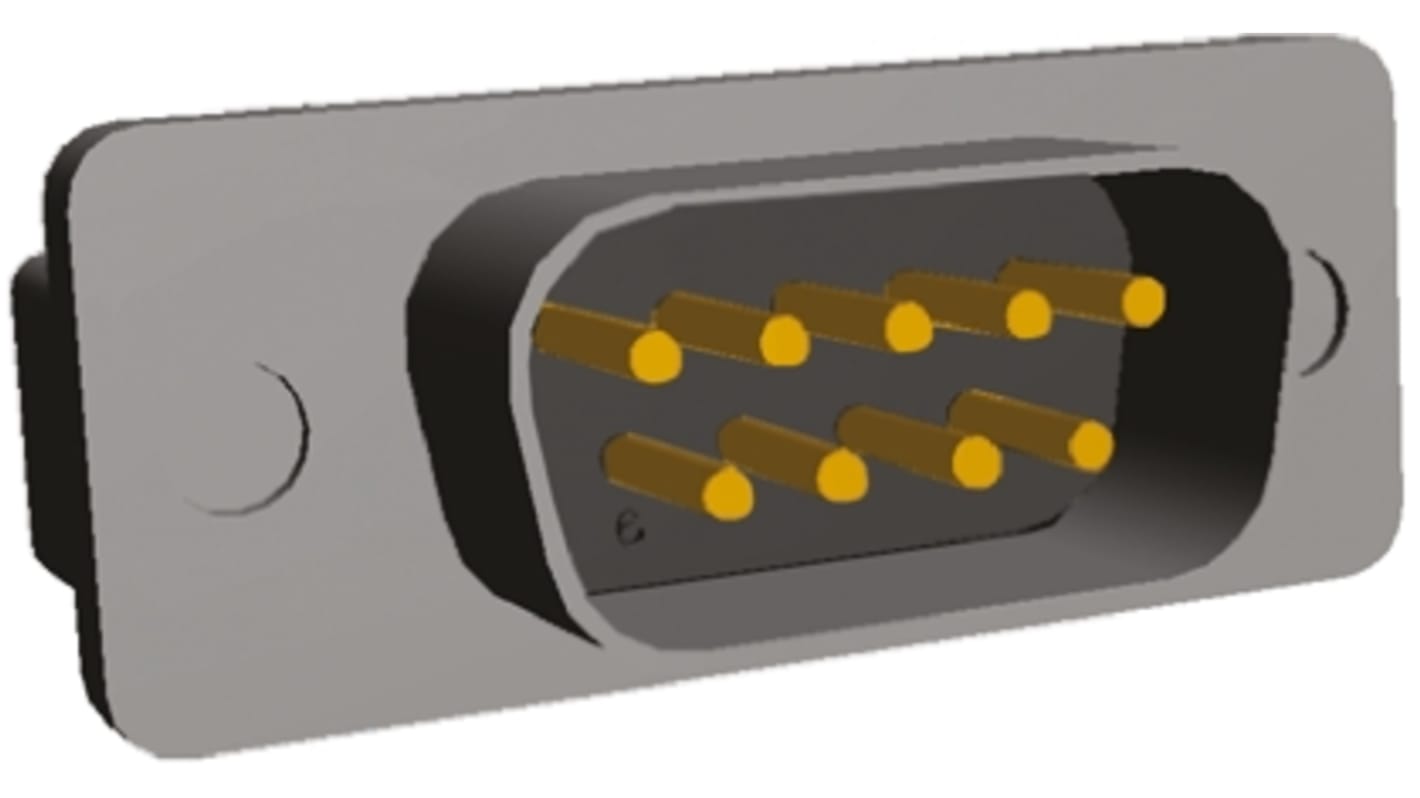 TE Connectivity Amplimite HD-20 9 Way Through Hole D-sub Connector Plug, with 4-40 UNC PCB Retention Insert