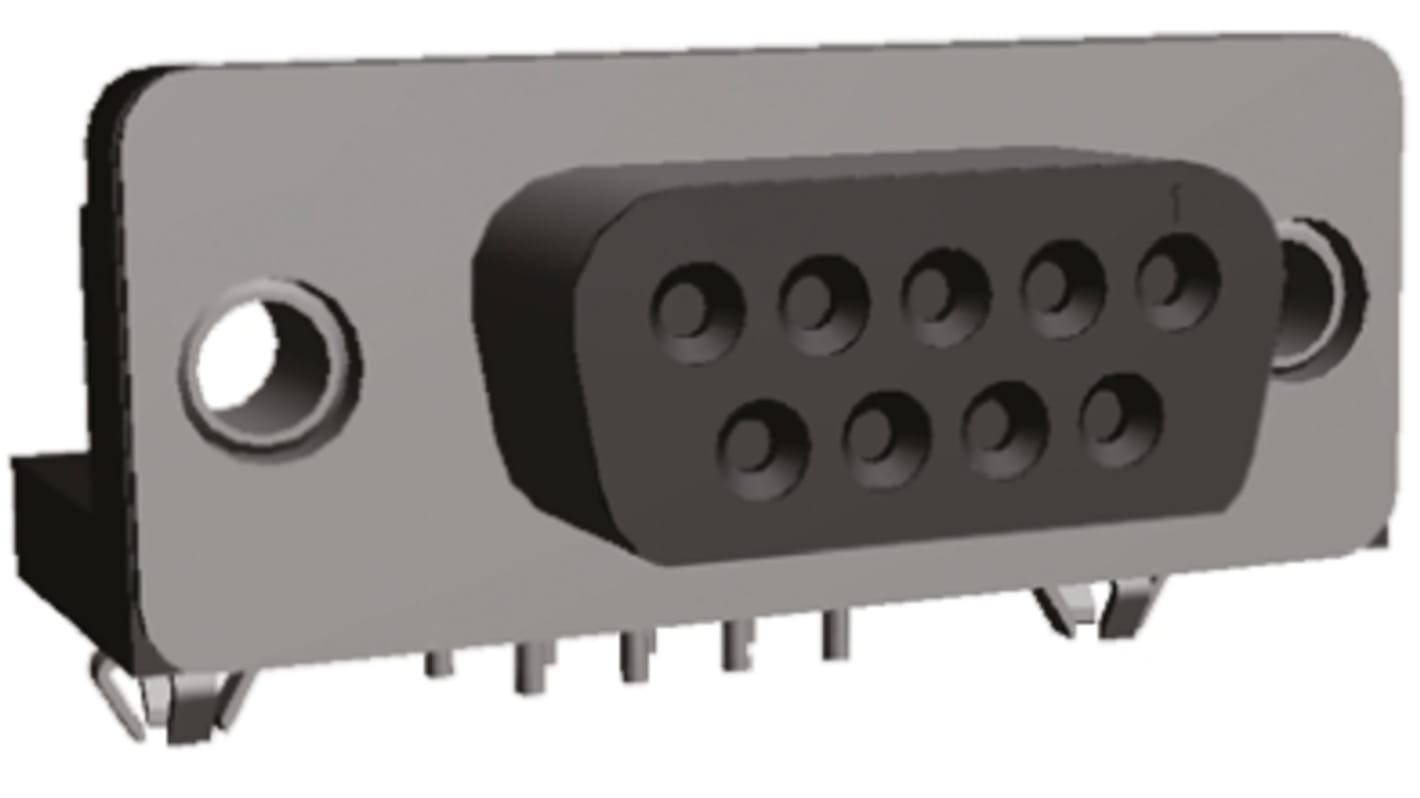 TE Connectivity Amplimite HD-20 Sub-D Steckverbinder Buchse abgewinkelt, 9-polig / Raster 2.743mm, Durchsteckmontage