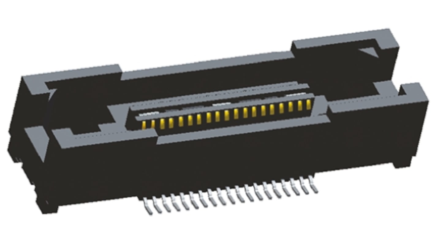 TE Connectivity MICTOR Series Straight Surface Mount, Through Hole PCB Socket, 38-Contact, 2-Row, 0.64mm Pitch, Solder