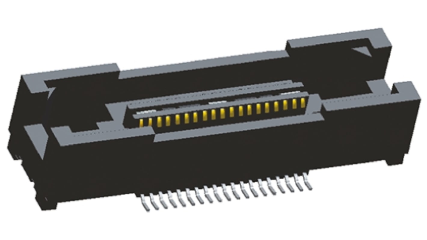 Connecteur femelle pour CI, 38 contacts, 0.64mm, Montage en surface, traversant, Droit