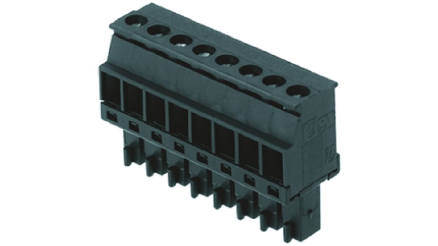 Weidmuller 3.81mm Pitch 3 Way Right Angle Pluggable Terminal Block, Plug, Cable Mount, Screw Termination