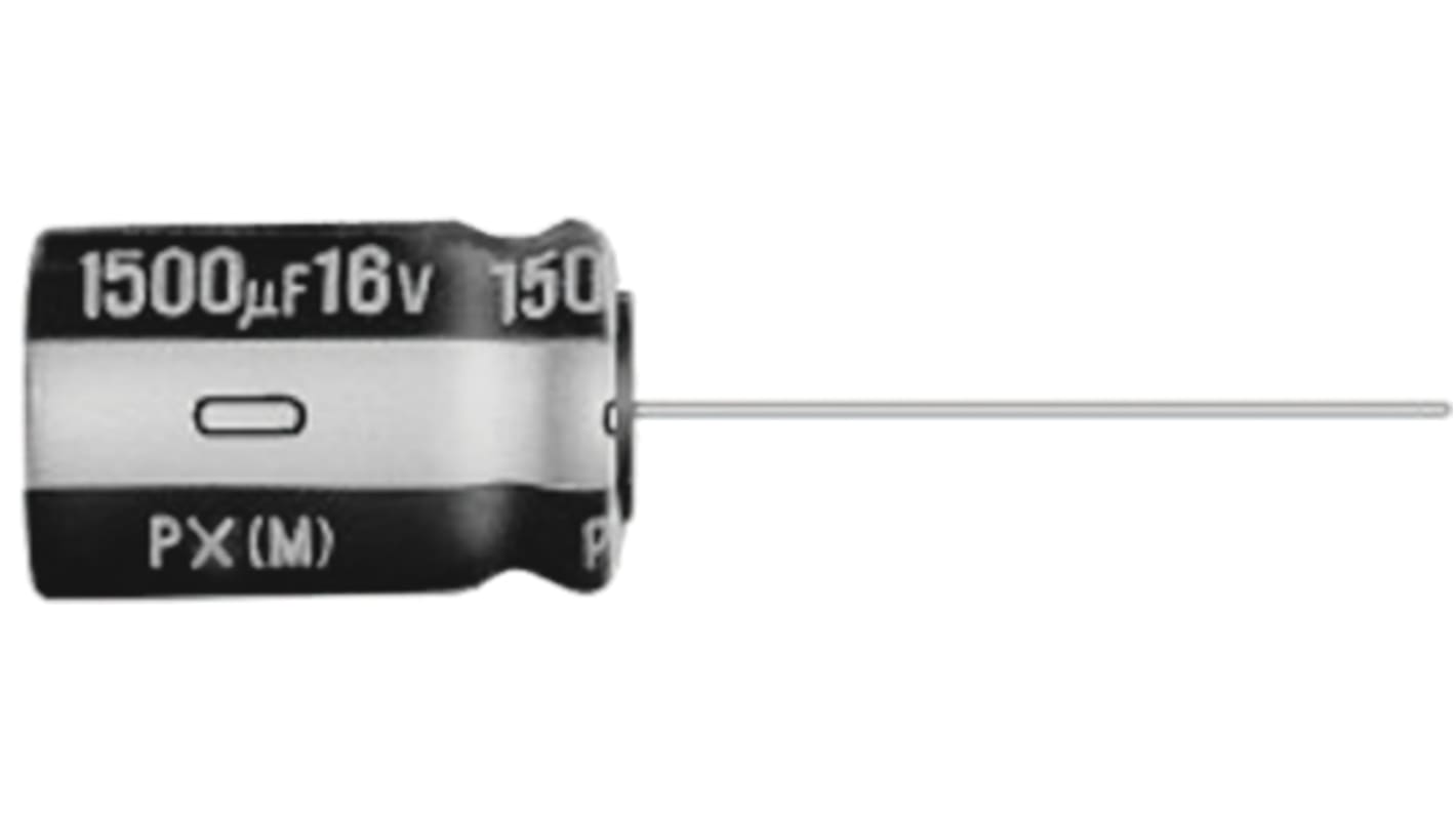 Condensador electrolítico Nichicon serie PX, 4700μF, ±20%, 10V dc, mont. pasante, 18 (Dia.) x 40mm, paso 7.5mm