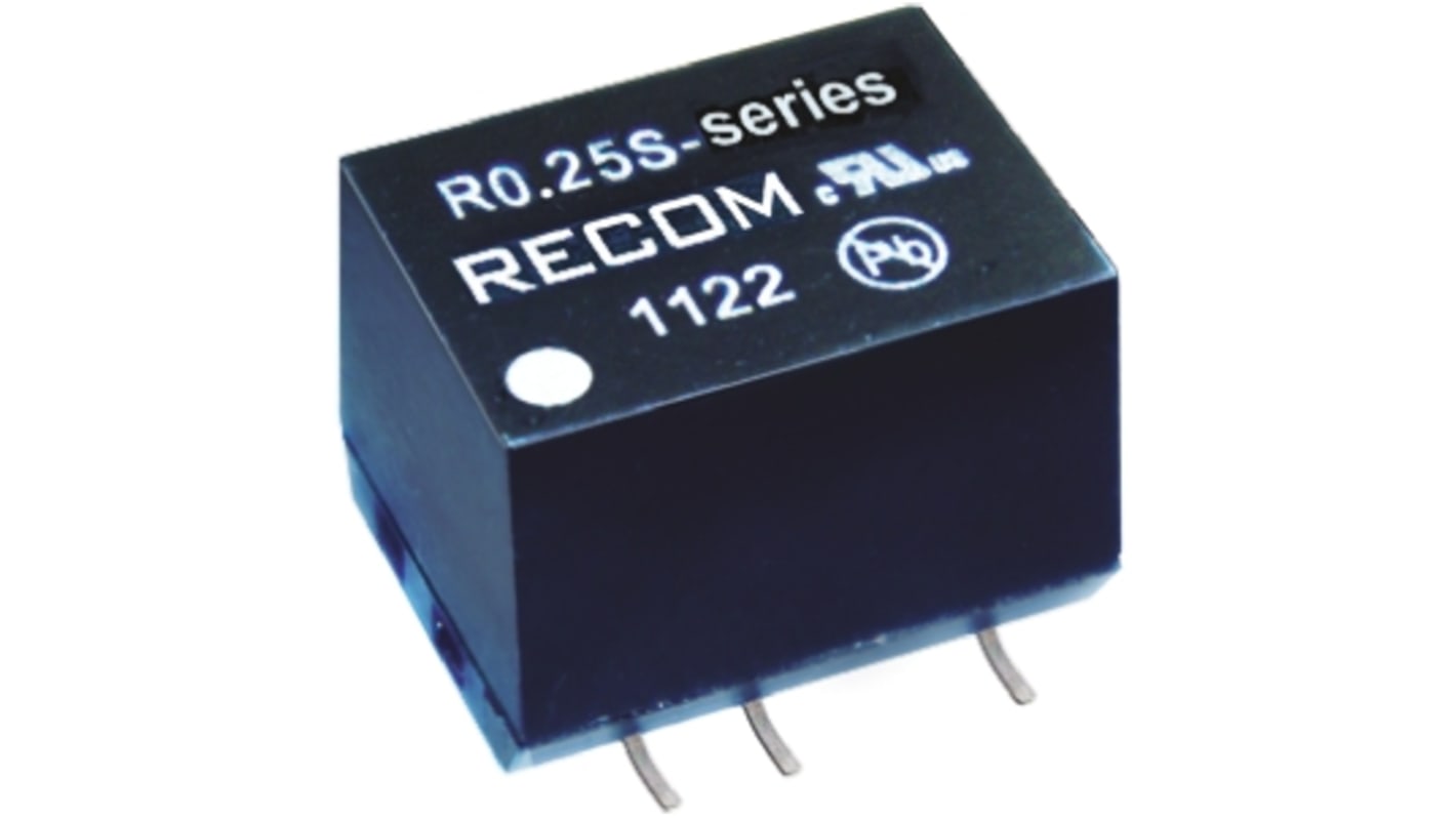 Recom DC-DCコンバータ Vout：5V dc 4.5 → 5.5 V dc, 0.25W, R0.25S-0505