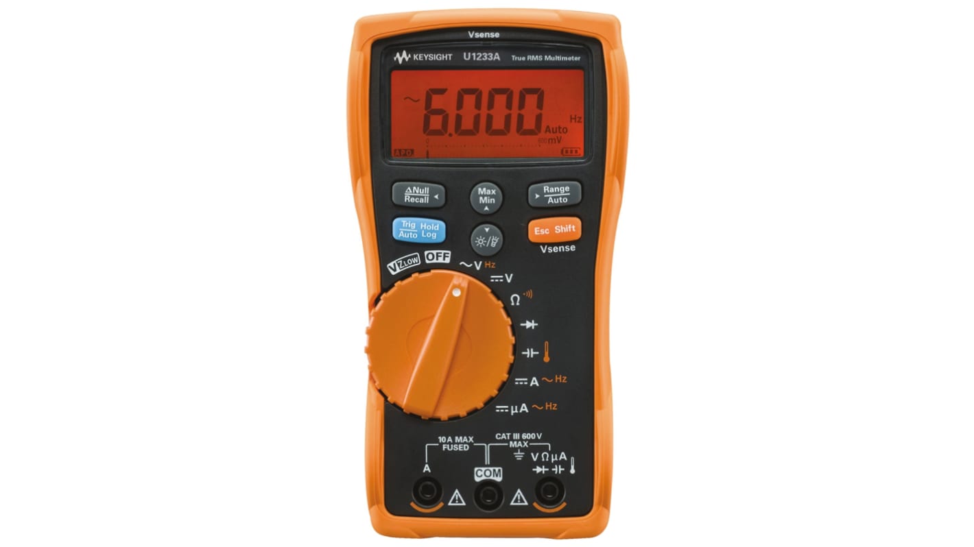 Multímetro Keysight Technologies U1233A, calibrado RS, 600V ac/600V dc, 10A ac/10A dc, TRMS, CAT III