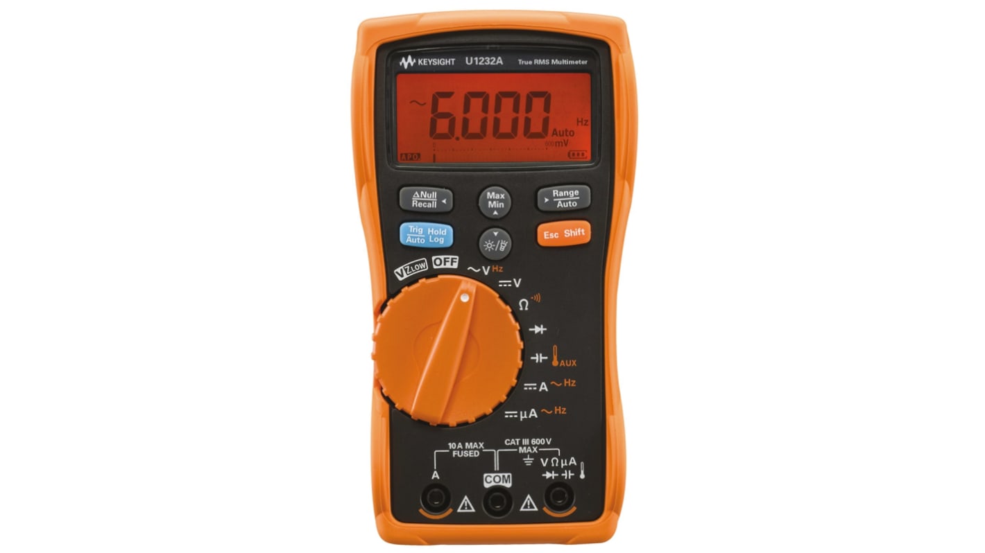 Keysight Technologies U1232A Handheld Digital Multimeter, True RMS, 10A ac Max, 10A dc Max, 600V ac Max - UKAS