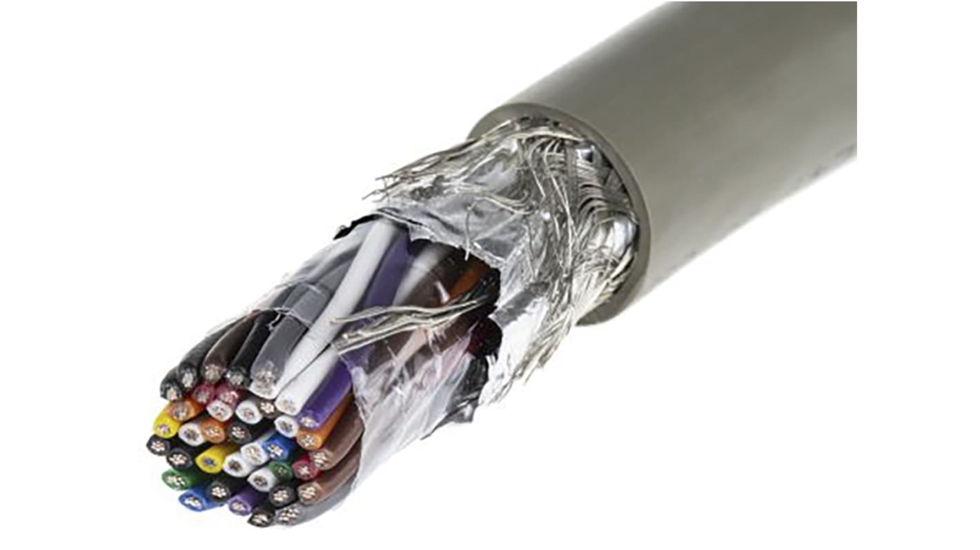 Alpha Wire ProTekt Datenkabel, 15-paarig 0,23 mm² Ø 10.87mm Folie und Geflecht Schirmung PVC isoliert Twisted Pair Grau