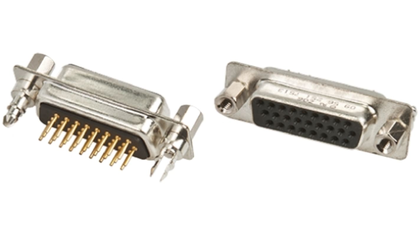 Conector D-sub Harting, Serie D-Sub High Density, paso 2.29mm, Recto D-Sub de alta densidad, Montaje en orificio