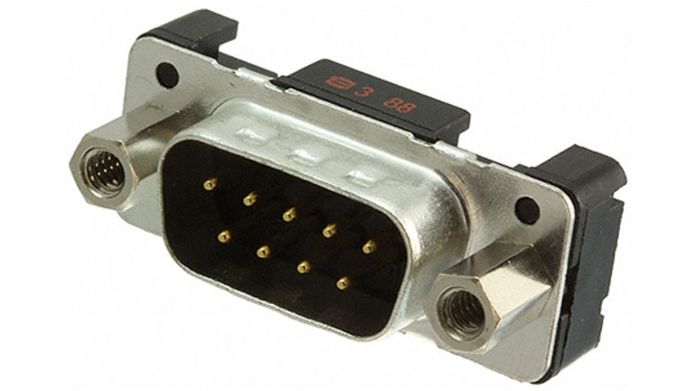Conector D-sub Harting, Serie D-Sub Standard, paso 2.74mm, Recto, Montaje en orificio pasante, Macho, Terminación