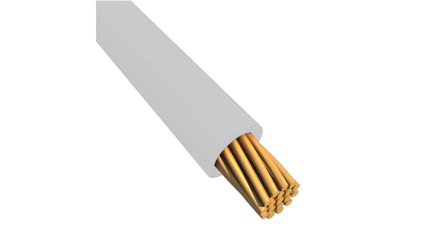 Alpha Wire Einzeladerleitung 0,13 mm², 26 AWG 305m Weiß MPPE isoliert Ø 0.97mm 7/0.16 mm Litzen UL11028