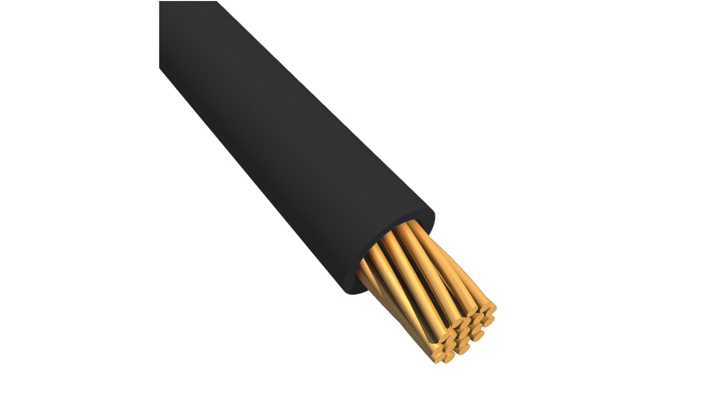 Alpha Wire Ecogen Ecowire Series Black 0.75 mm² Hook Up Wire, 18 AWG, 16/0.25 mm, 305m, MPPE Insulation