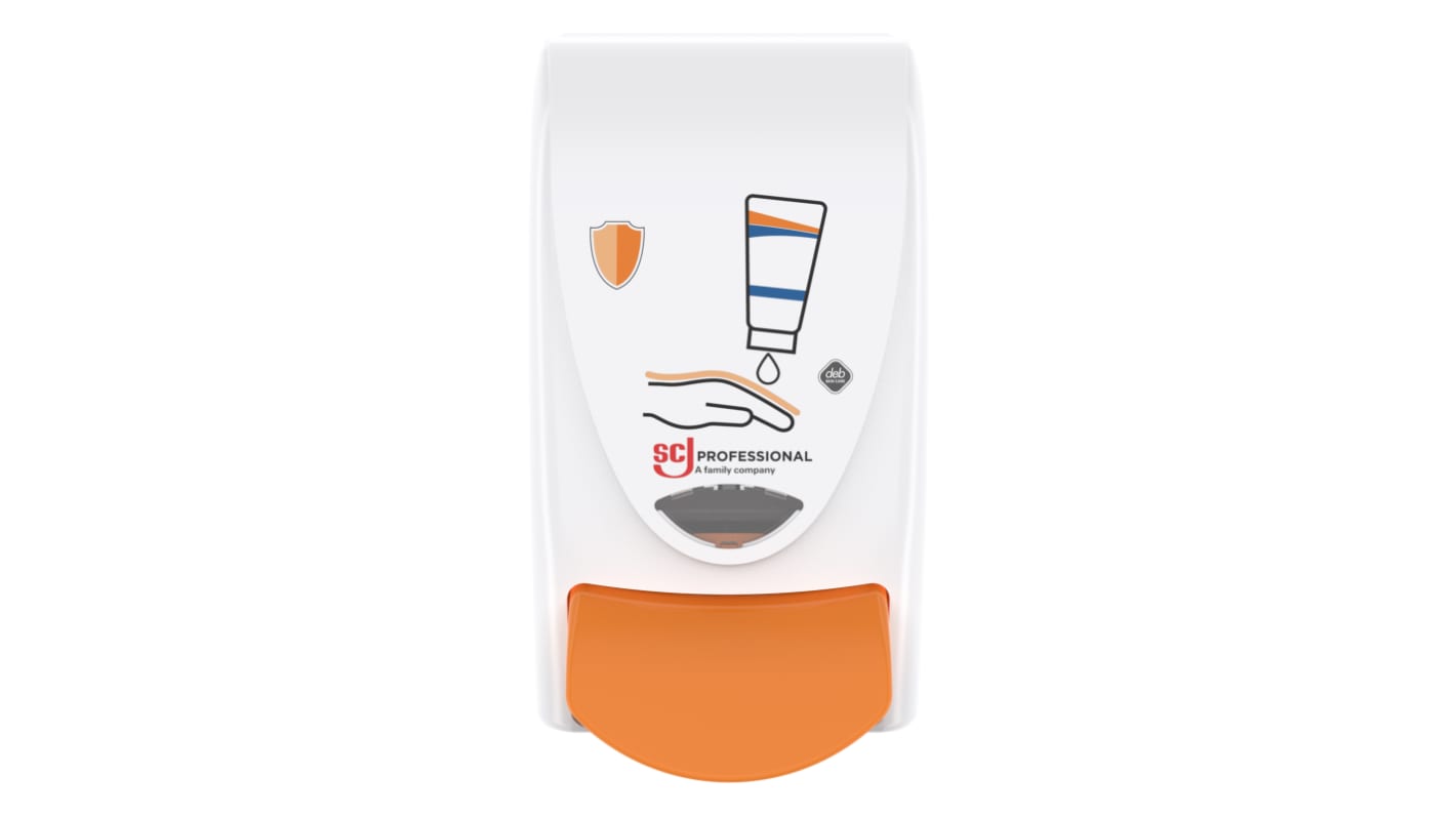 Distributeur de savon mural 1L Protect White Dispenser Blanc/orange pour DEB Protect, DEB Protect Plus, DEB Universal