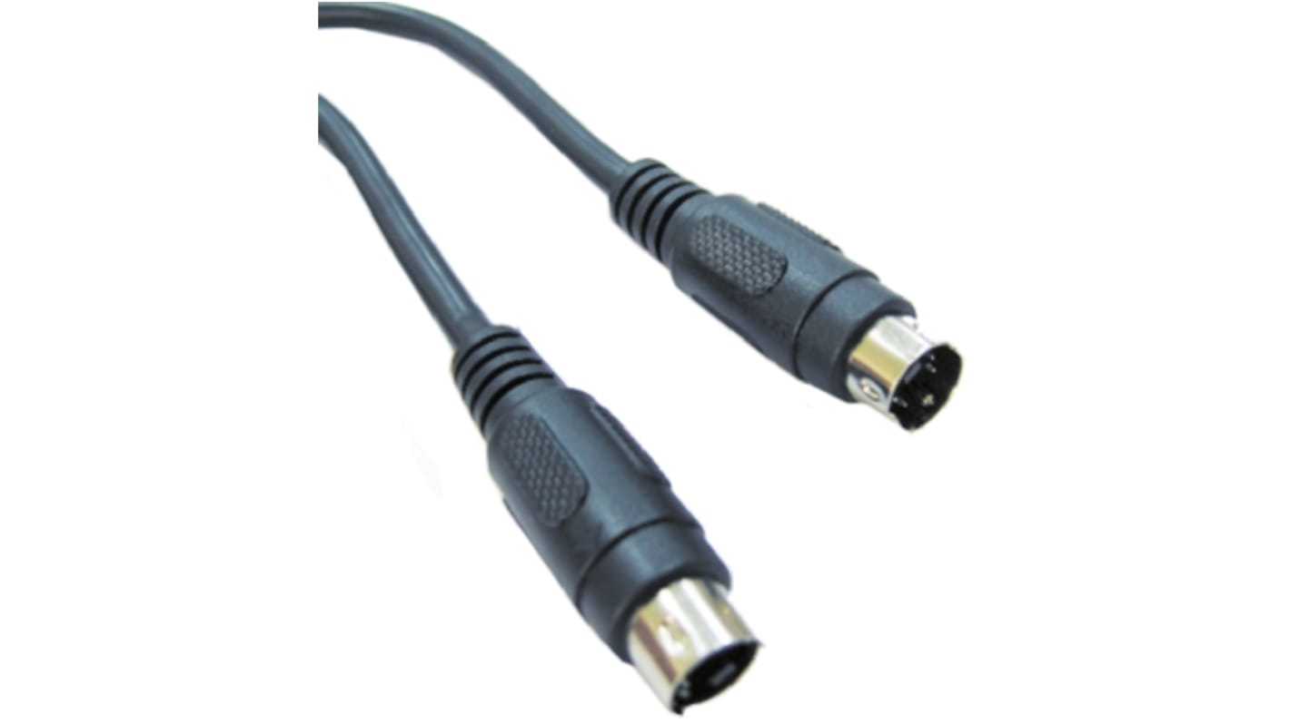 RS PRO DIN Videokabel, 4-polig, Mini-DIN 4-polig, Mini-DIN, Stecker / Stecker Schwarz, L. 20m