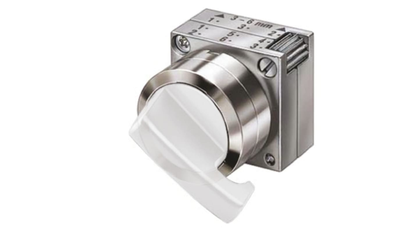 Siemens 3SB3 Series 2 Position Selector Switch Head, 22mm Cutout, White Handle
